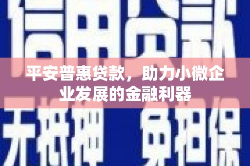 江岸平安普惠贷款，助力小微企业发展的金融利器