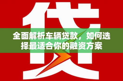 江岸全面解析车辆贷款，如何选择最适合你的融资方案